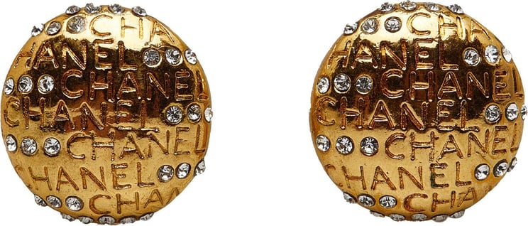 Chanel Rhinestone CC Clip On Earrings Goud