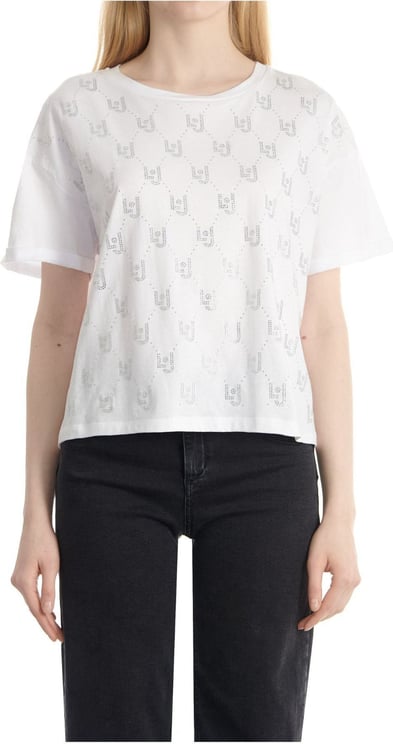 Liu Jo T-shirt Donna con motivo logo strass Wit