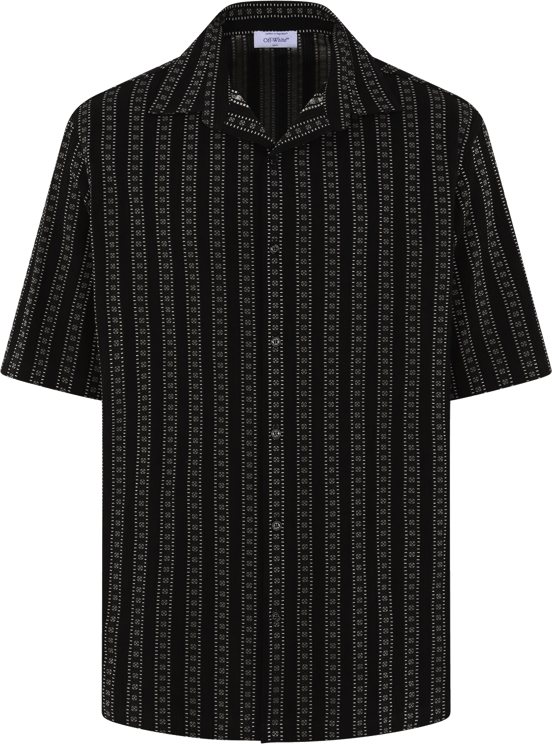 OFF-WHITE Heren Arr Stripes Bowling Shirt Zwart