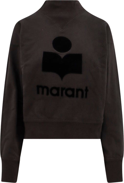 Isabel Marant Organic cotton sweatshirt with flocked logo Zwart
