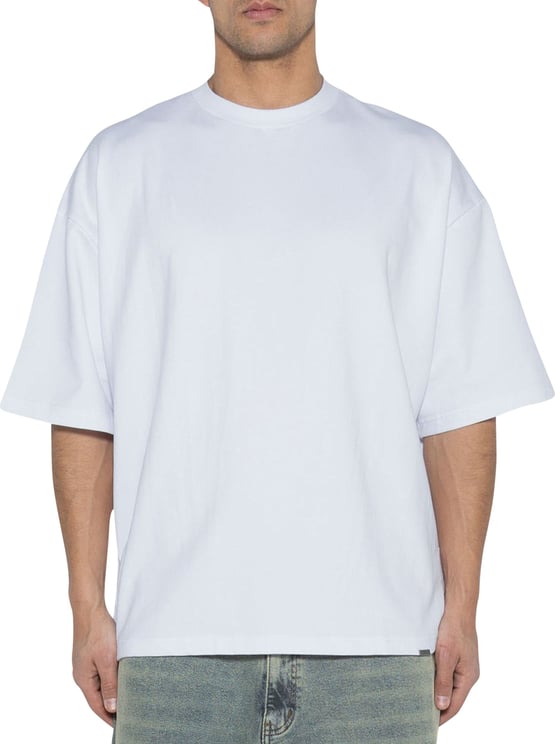 Don't Waste Culture Elaga Blanco very oversized t-shirt with button hem closure Wit