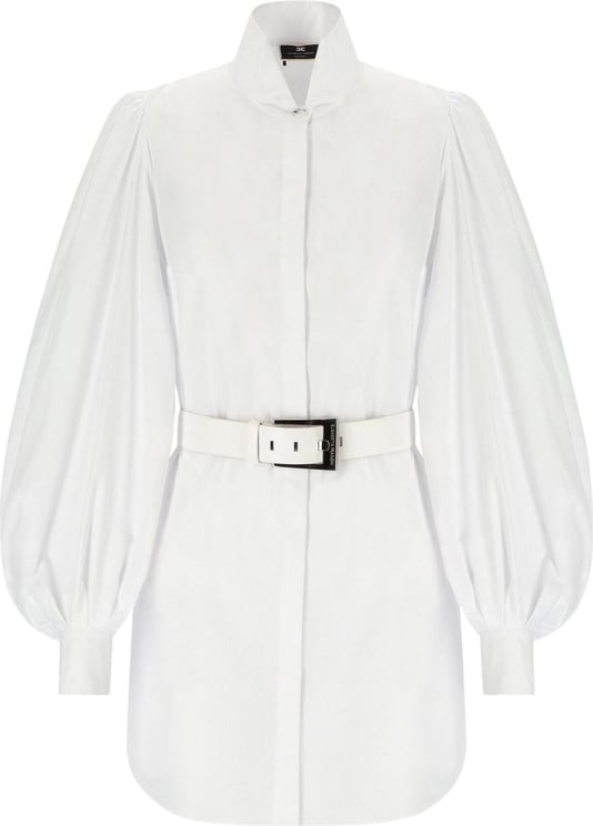 Elisabetta Franchi White Shirt Dress With Belt White Wit