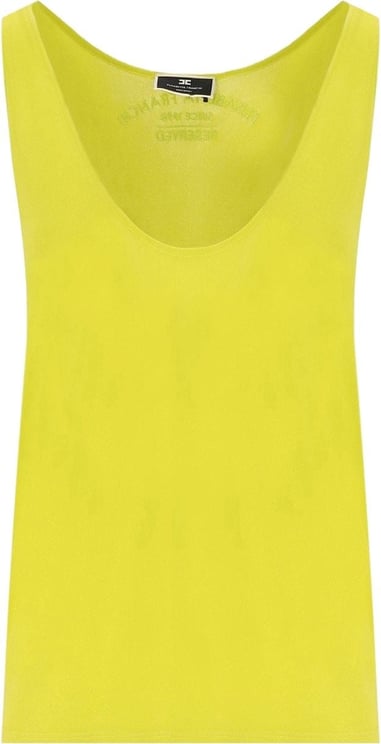 Elisabetta Franchi Cedar Top With Embroidered Logo Yellow Geel