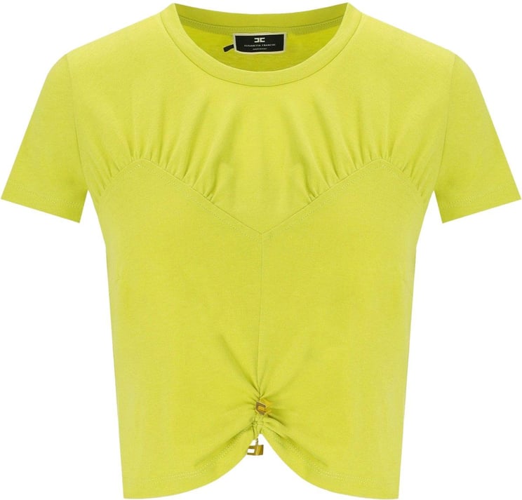 Elisabetta Franchi Cedar Cropped T-shirt Yellow Geel