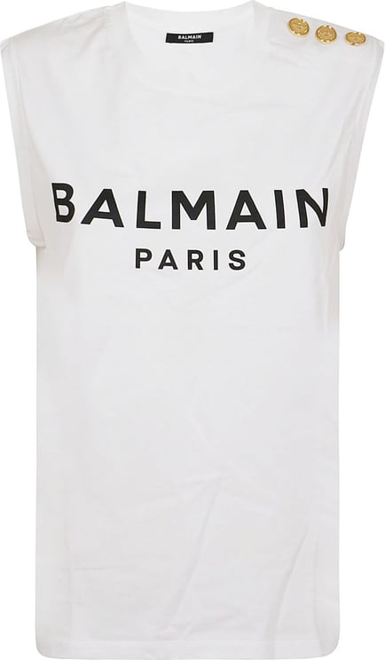 Balmain btn balmain print tank top Wit