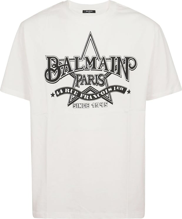 Balmain balmain star print tshirt straight Wit