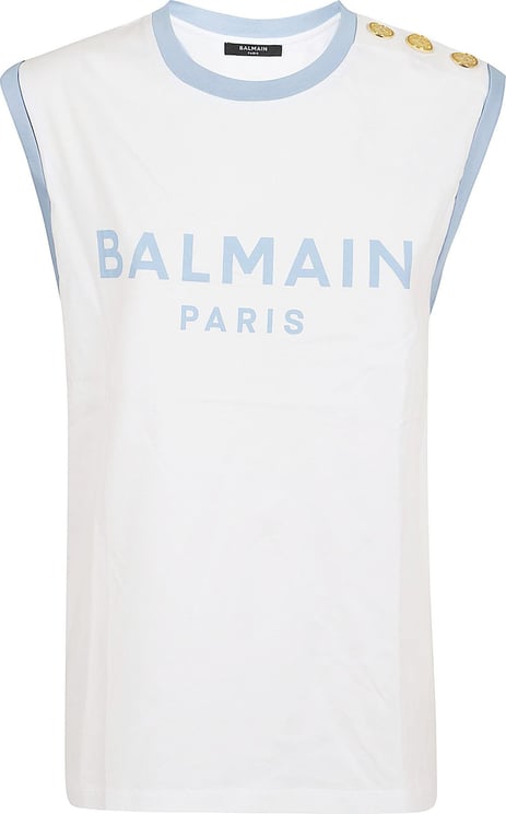 Balmain btn balmain print bicolor tank top Wit