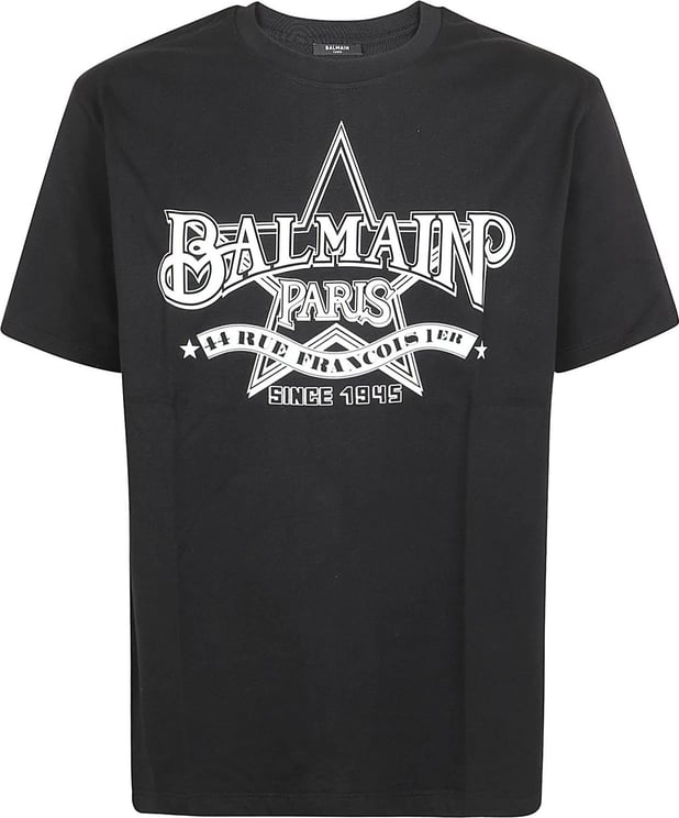 Balmain balmain star print tshirt straight Zwart
