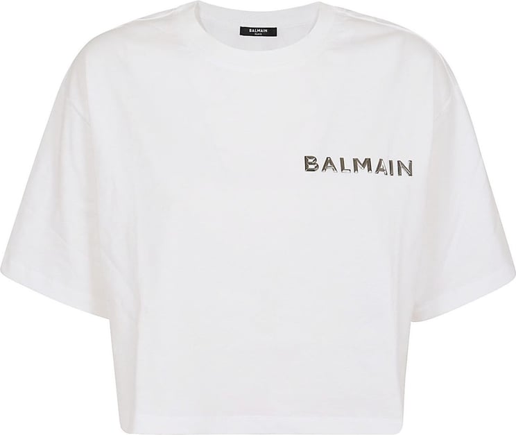 Balmain balmain laminated cropped tshirt Wit