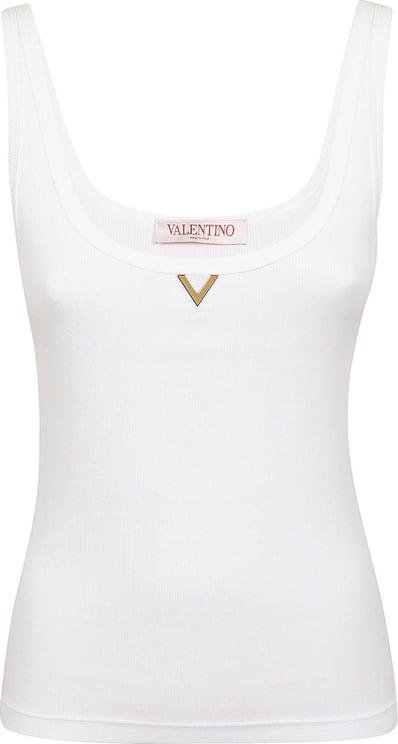 Valentino jersey top ribbed cotton Wit