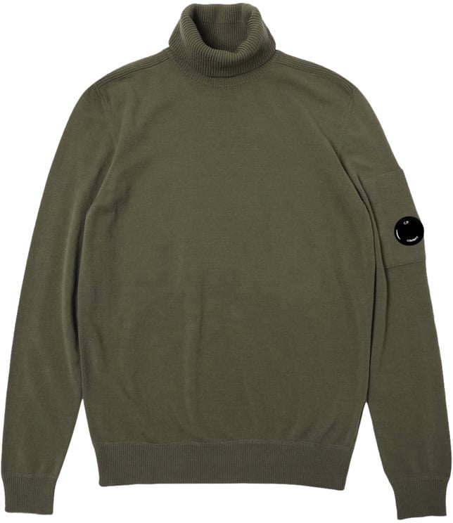 CP Company Lens Logo Patch Turtleneck Sweater Grijs