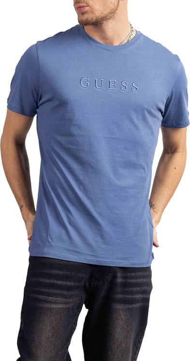 Guess SS Classic Pima EMB T-Shirt Heren Blauw Blauw