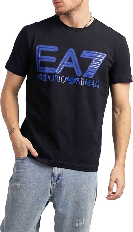 Emporio Armani EA7 Big Logo T-Shirt Heren Zwart/Blauw Zwart