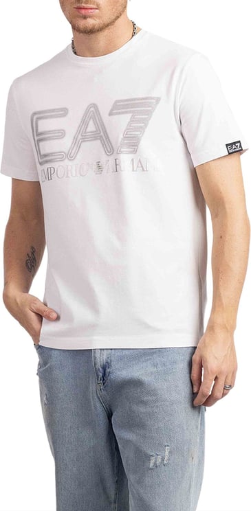 Emporio Armani EA7 Big Logo T-Shirt Heren Wit/Grijs Wit