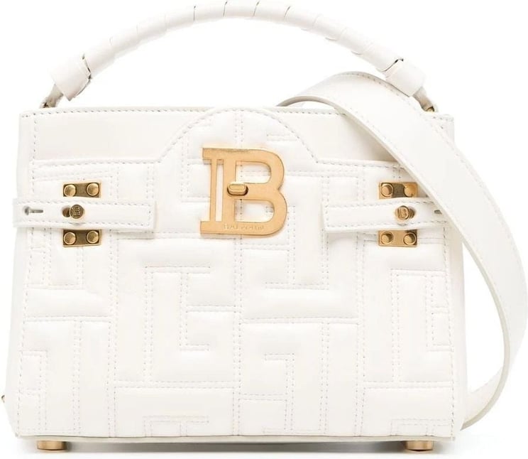Balmain B-Buzz 22 quilted leather tote bag Wit