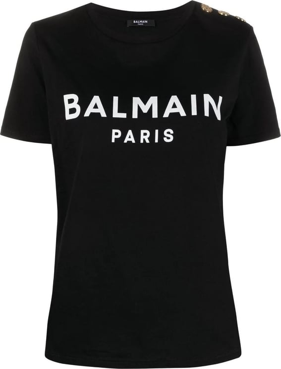 Balmain logo-print cotton T-shirt Zwart