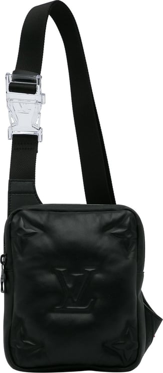 Louis Vuitton Monogram A4 Lambskin Puffer Asymmetrical Sling Bag Zwart