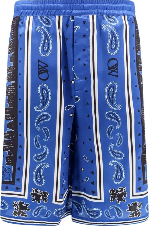 OFF-WHITE Sustainable viscose bermuda shorts with Bandana print Blauw