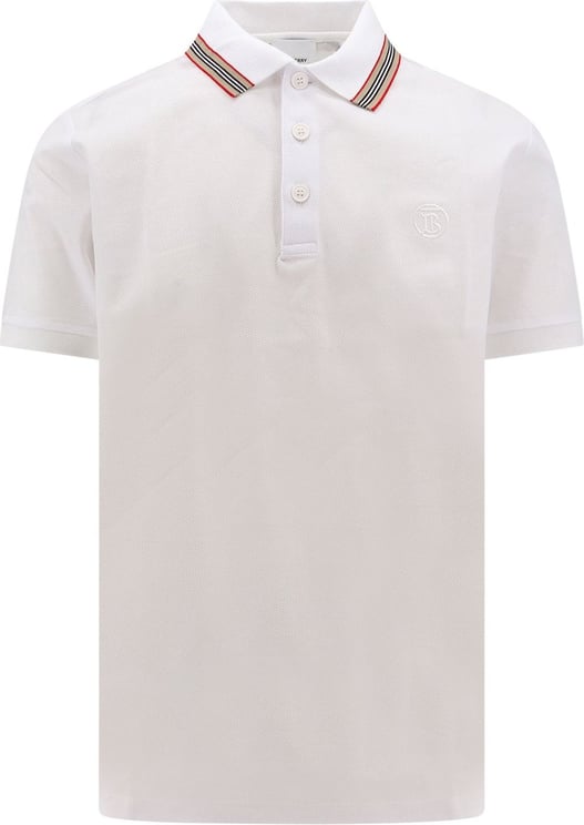 Burberry Cotton polo shirt with iconic profiles Wit