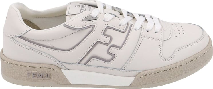 Fendi Leather sneakers with FF lateral logo Wit