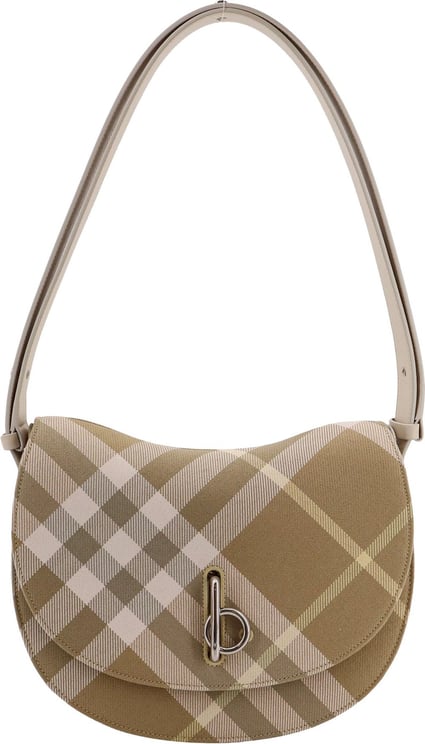 Burberry Coated canvas shoulder bag with check motif Beige