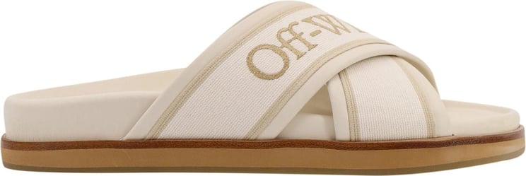 OFF-WHITE Leather sandals with logoed bands Beige