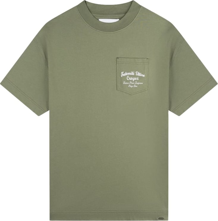 Croyez croyez fraternité pocket t-shirt - washed olive Groen