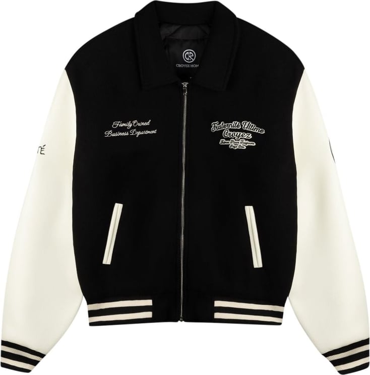 Croyez croyez oversized varsity jacket - black/white Zwart