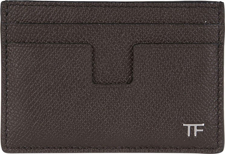 Tom Ford Logo Plaque Classic Credit Card Holder Brown Bruin