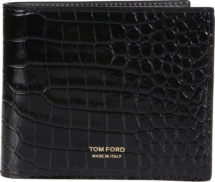 Tom Ford Printed Alligator Classic Bifold Wallet Black Zwart