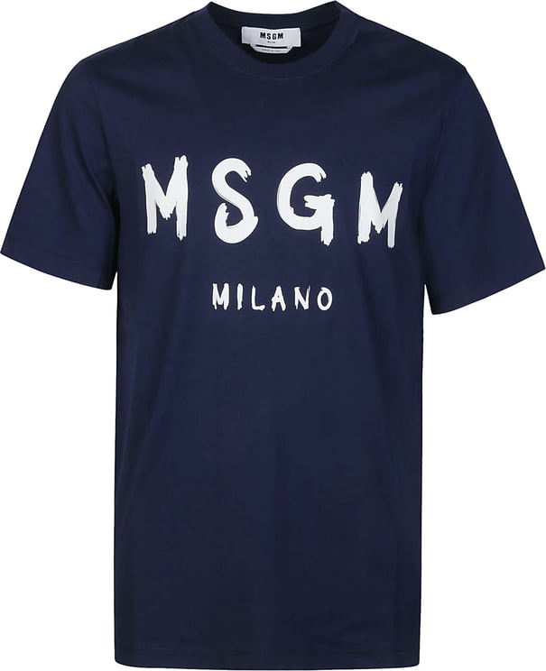 MSGM Logo Print T-shirt Blue Blauw