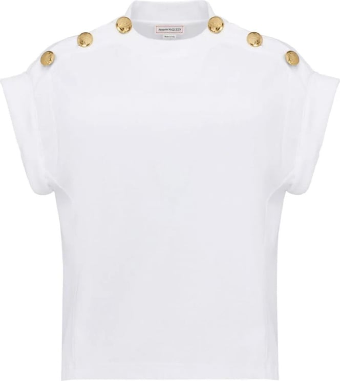Alexander McQueen Seal button-embellished T-shirt Wit