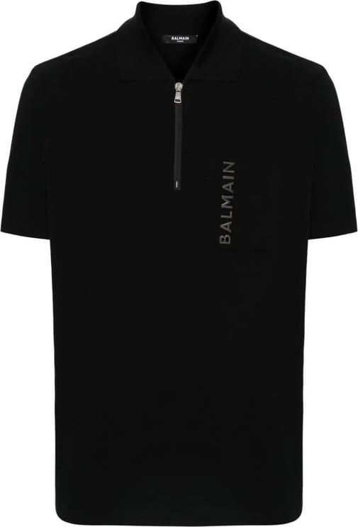 Balmain logo-lettering polo shirt Zwart