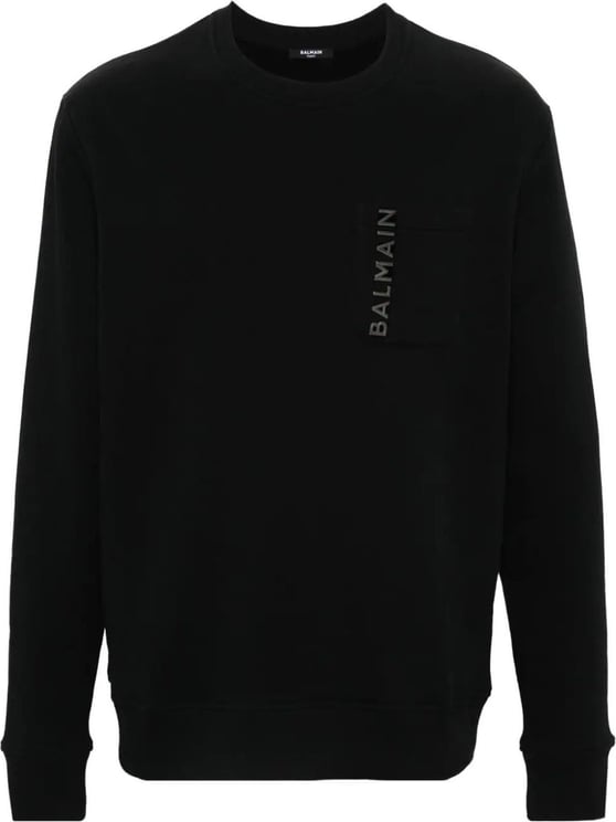 Balmain logo-lettering cotton sweatshirt Zwart