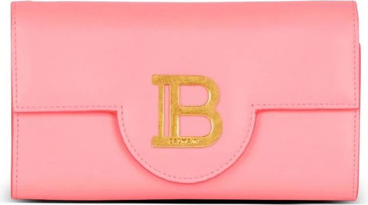 Balmain leather wallet-on-chain Roze