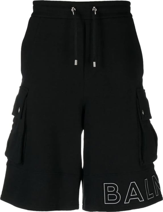 Balmain logo-print cotton cargo shorts Zwart
