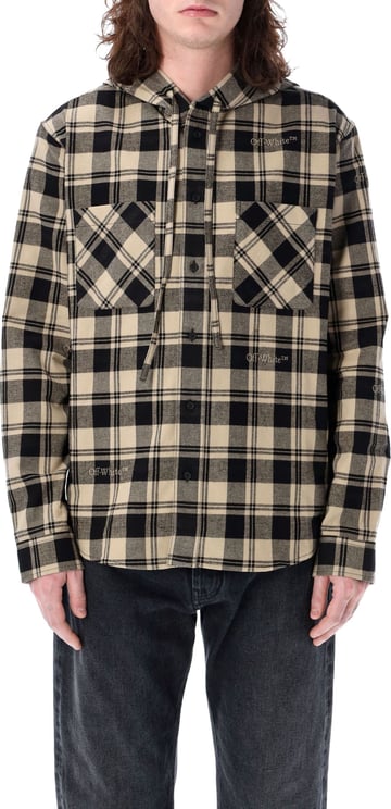OFF-WHITE FLANEL CHECK SHIRT HOODED Beige