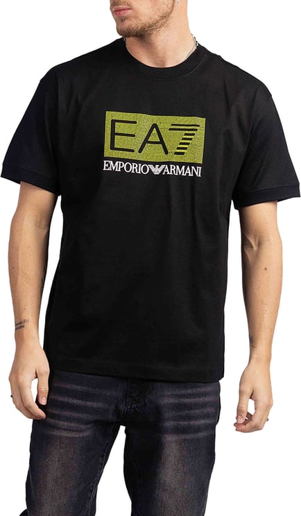 Emporio Armani EA7 Fluo Logo T-Shirt Heren Zwart Zwart