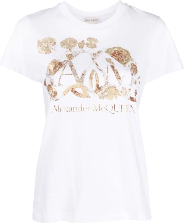 Alexander McQueen Dutch Flower Logo cotton T-shirt Wit