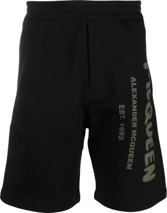 Alexander McQueen logo-print cotton shorts Zwart