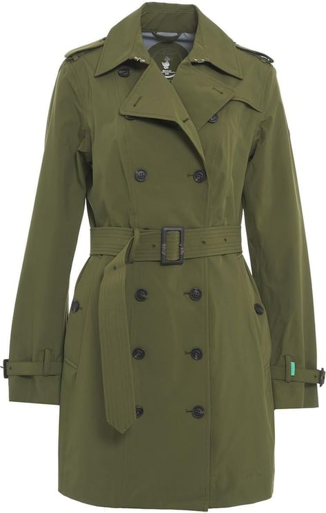 Save the Duck Double-breasted trench coat "Audrey" Groen