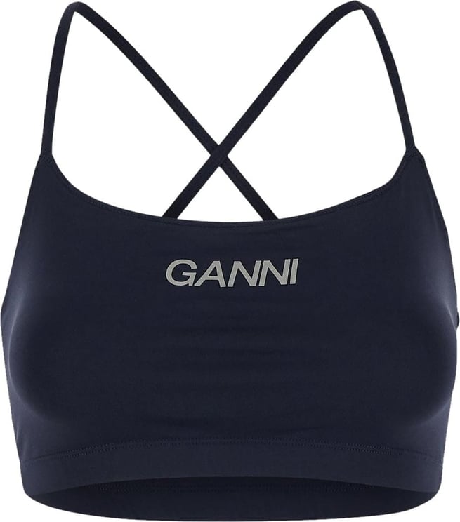 Ganni Logo Top Blauw
