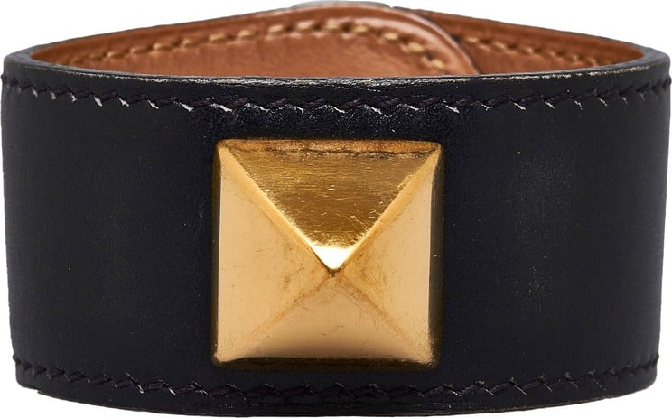 Hermès Medor Leather Bracelet Zwart