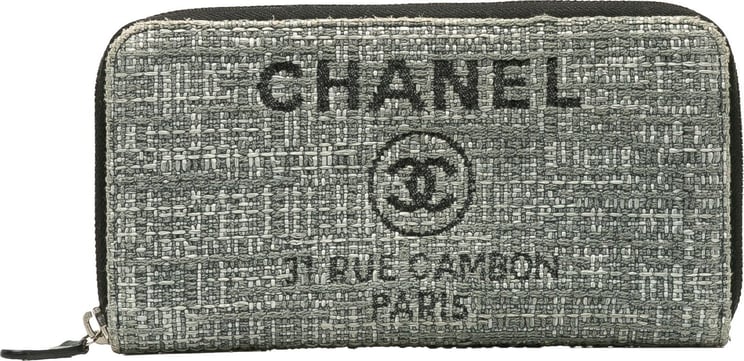 Chanel Tweed Deauville Continental Wallet Grijs