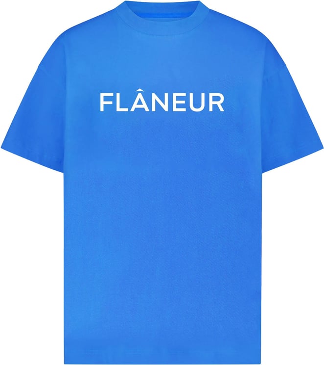 FLÂNEUR Printed Logo T-Shirt Blue Blauw