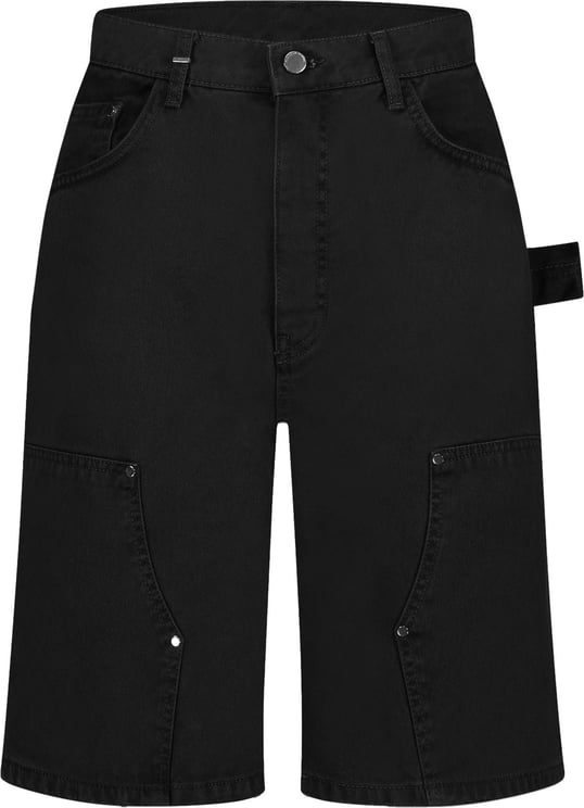 FLÂNEUR Carpenter Short Jeans Black Zwart