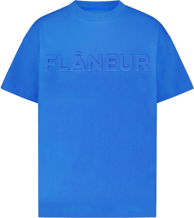 FLÂNEUR Embossed T-Shirt Blue Blauw