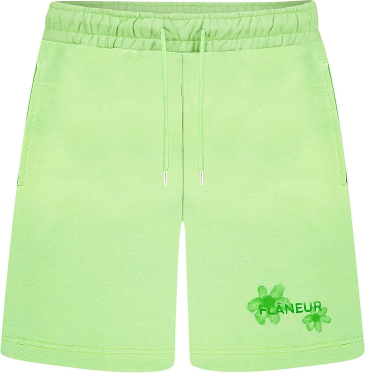 FLÂNEUR Floral Watercolor Shorts Green Groen