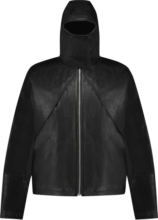 FLÂNEUR Leather Balaclava Jacket Black Zwart