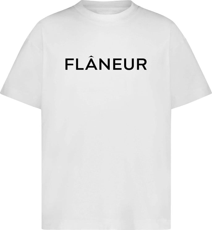 FLÂNEUR Printed Logo T-Shirt White Wit